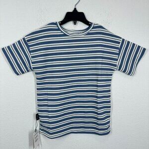 Tiny Tribe Australia Blue‎ White Striped Beachy Short Sleeve Shirt Summer NWT